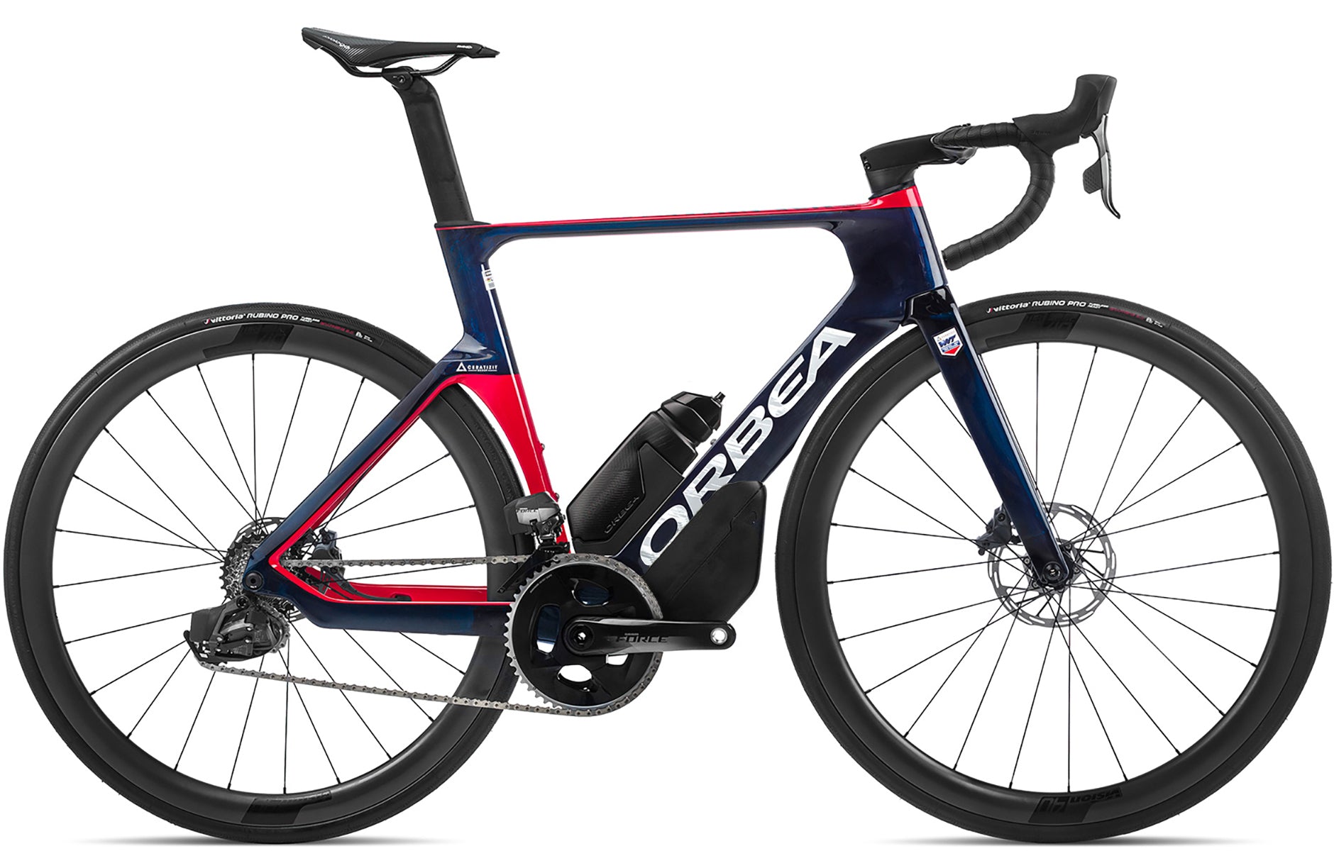 2022 Orbea Orca Aero M21eLTD road bike in Ceratizit-WNT team colours